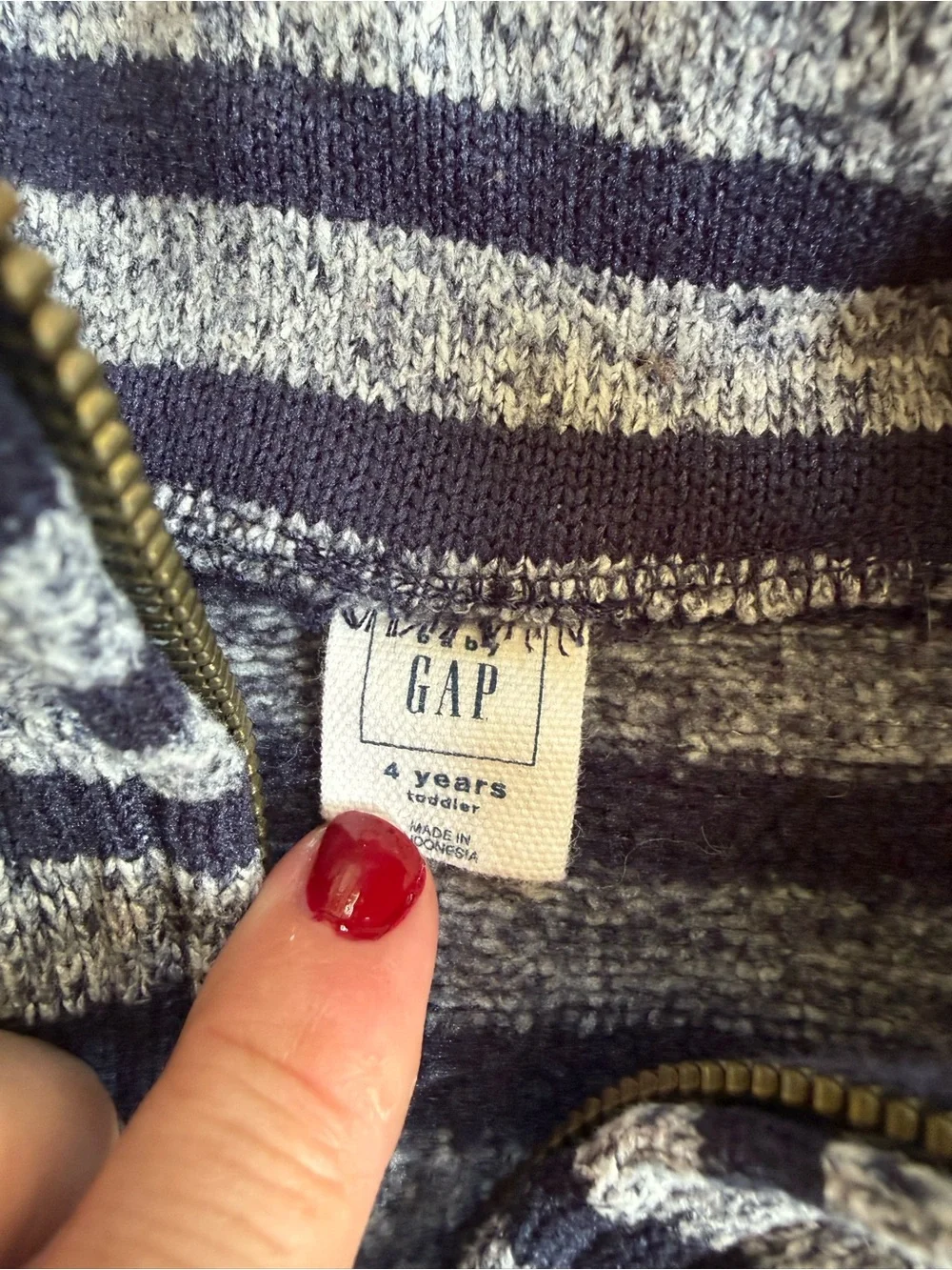 GAP Baby Navy and Blue Striped Kids Half-Zip Hoodie Sweatshirt Size 4
